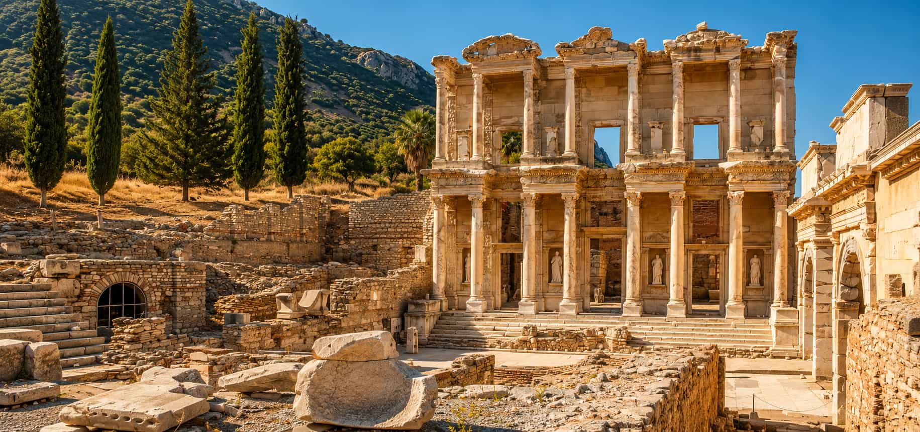 Ephesus Library of Celsus ancient marble streets